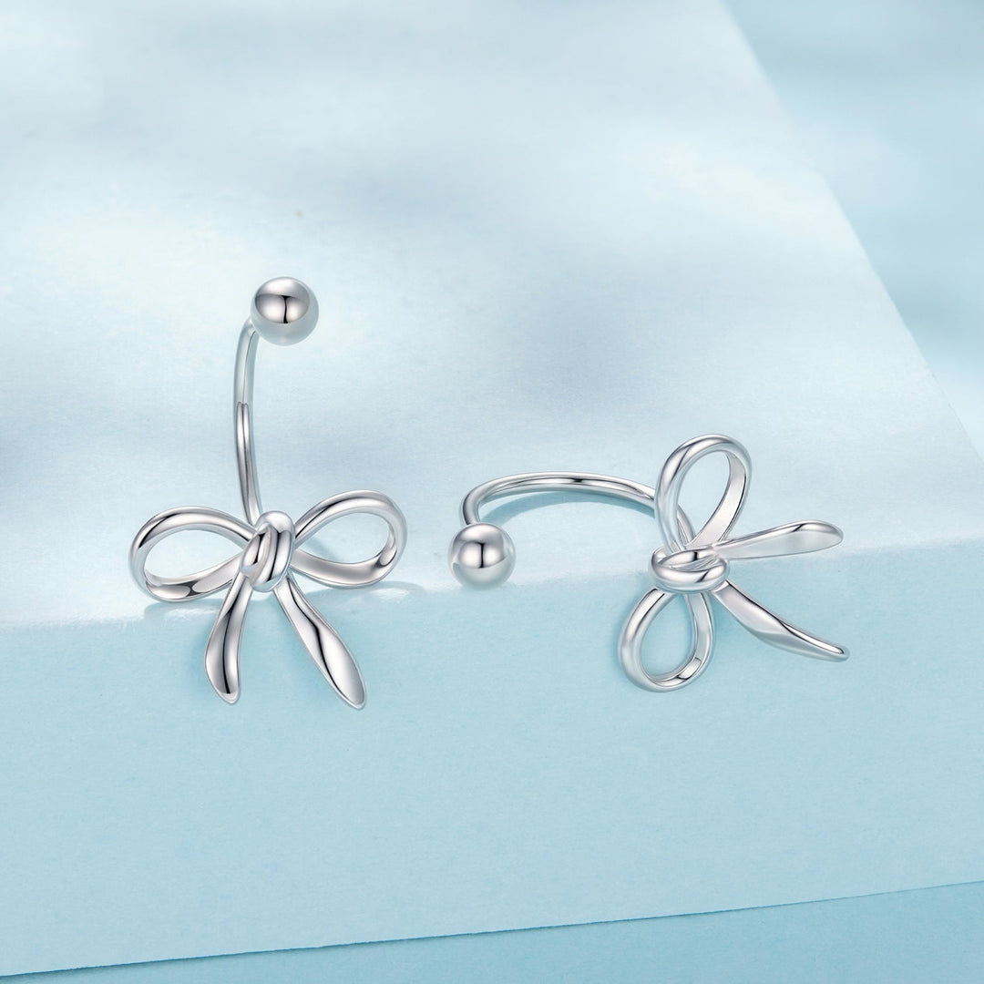 925 Sterling Silver Earrings with White Gold Plating - 1.0*1.3 cm