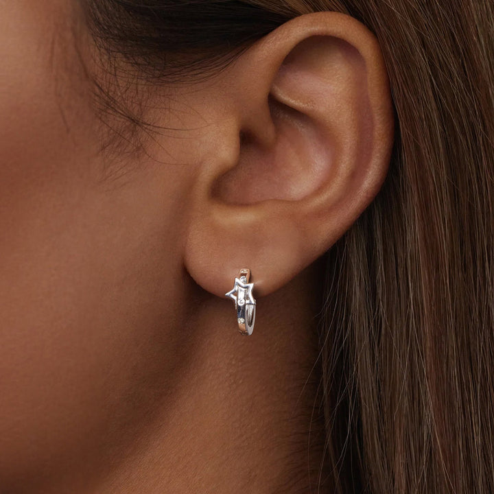 925 Sterling Silver &amp; White Gold Earrings with Pavé Setting CZ - 12x6mm for Women