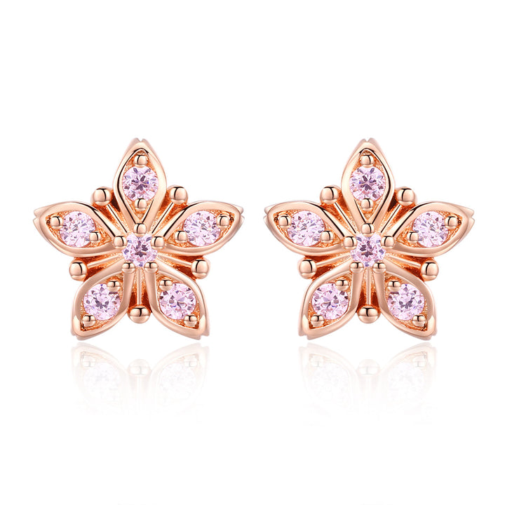 925 Sterling Silver Rose Gold Plated Pavé Setting CZ Earrings