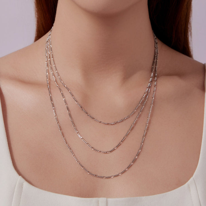 925 Sterling Silver 40cm Necklace with Plated White Gold
