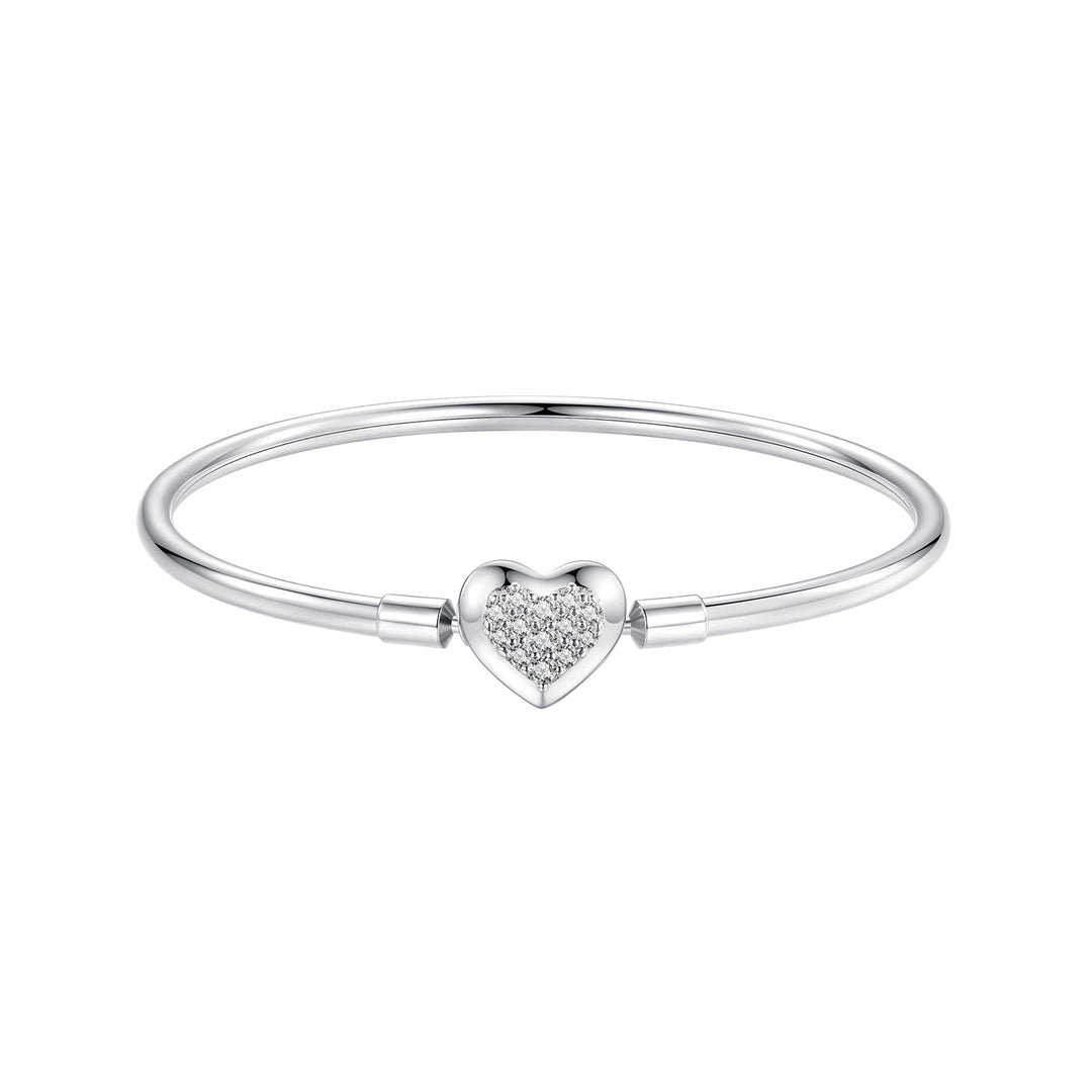 925 Sterling Silver White Gold Plated CZ Bracelet for Women - Size 17.0