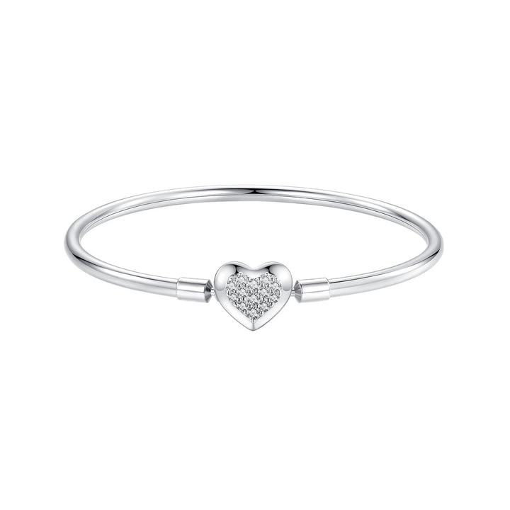 925 Sterling Silver White Gold Plated CZ Bracelet for Women - Size 17.0
