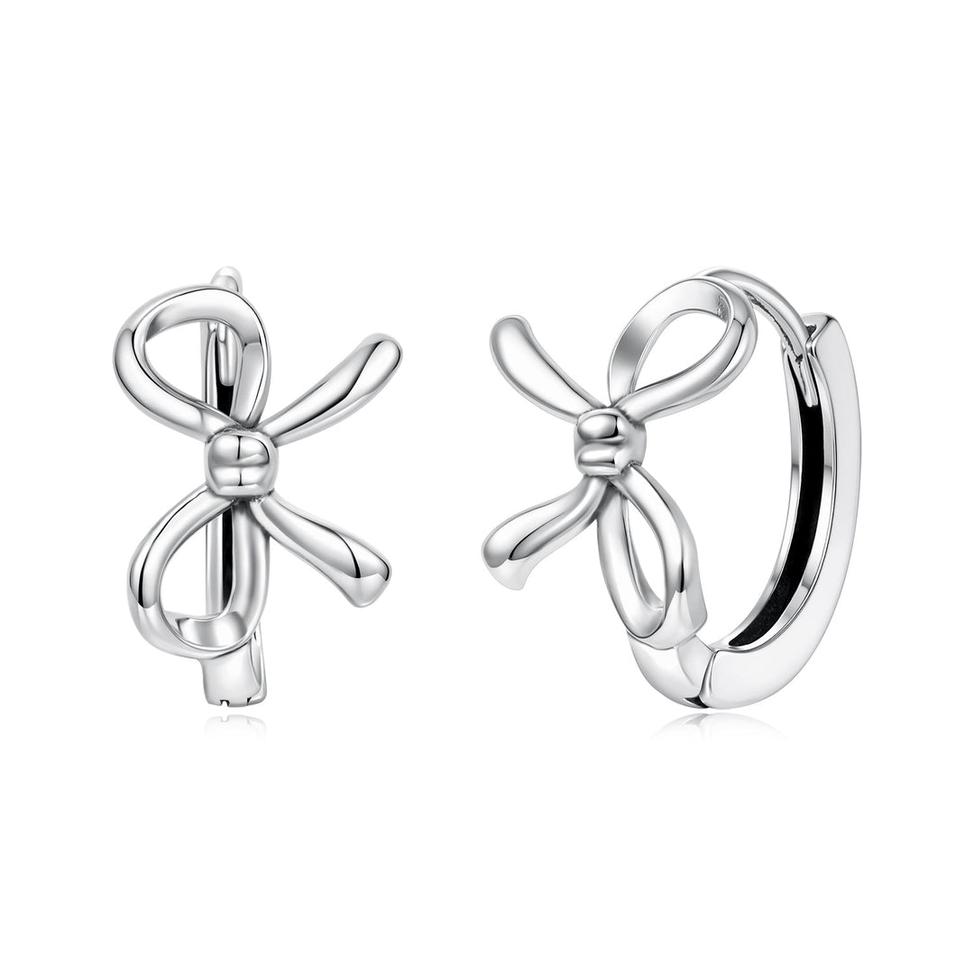 925 Sterling Silver White Gold Plated 1.1 x 0.85 cm Hoop Earrings for Women