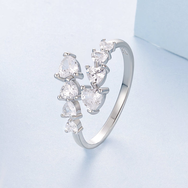925 Sterling Silver White Gold Plated Pavé Setting Rings for Women