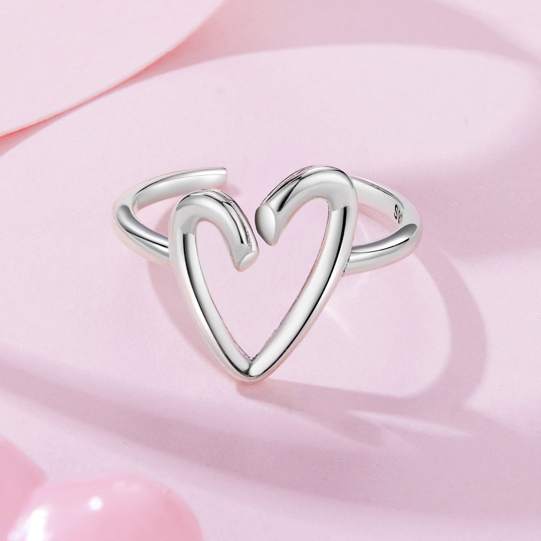 925 Sterling Silver Oxidized Silver Heart Ring for Women