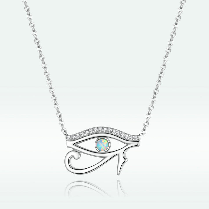 925 Sterling Silver Opal Necklace with CZ and Platinum Plating, Adjustable Length 45cm, Women’s Jewelry