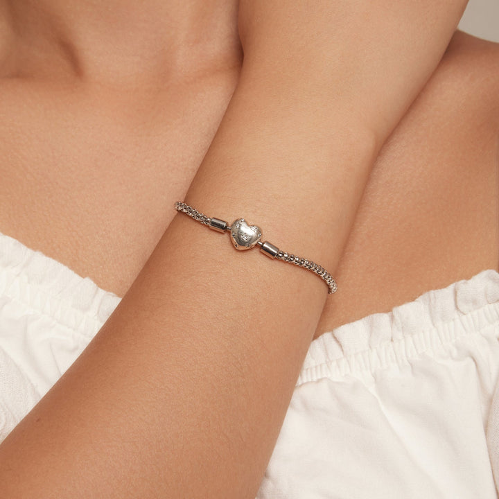 925 Sterling Silver Oxidized Silver Bracelets 17.0 Size with CZ for Women