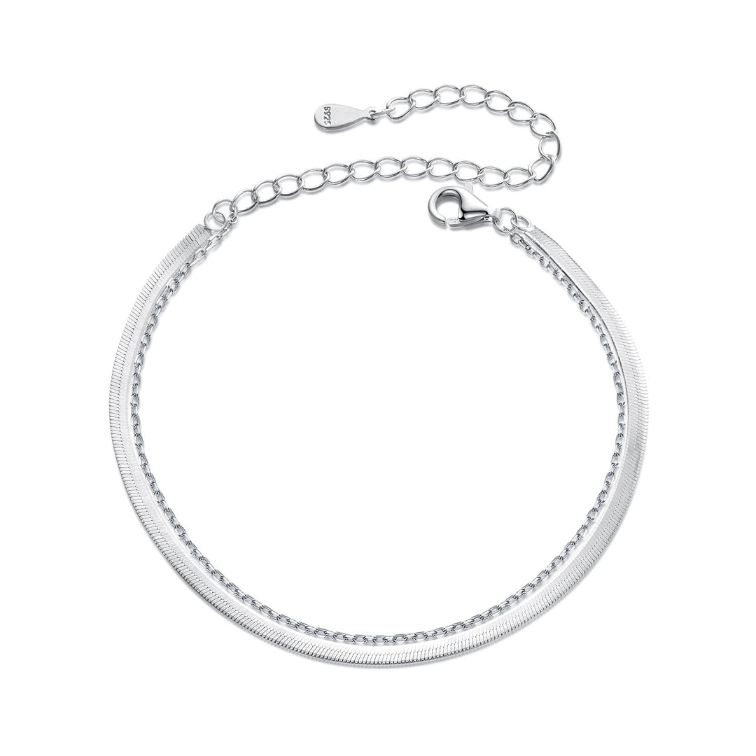 925 Sterling Silver 15+6cm White Gold Plated Bracelet for Women