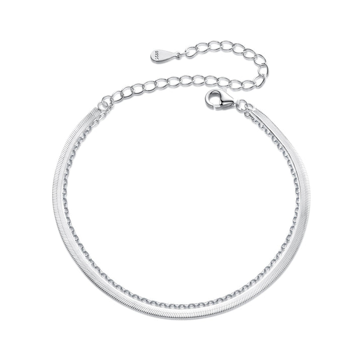 925 Sterling Silver 15+6cm White Gold Plated Bracelet for Women