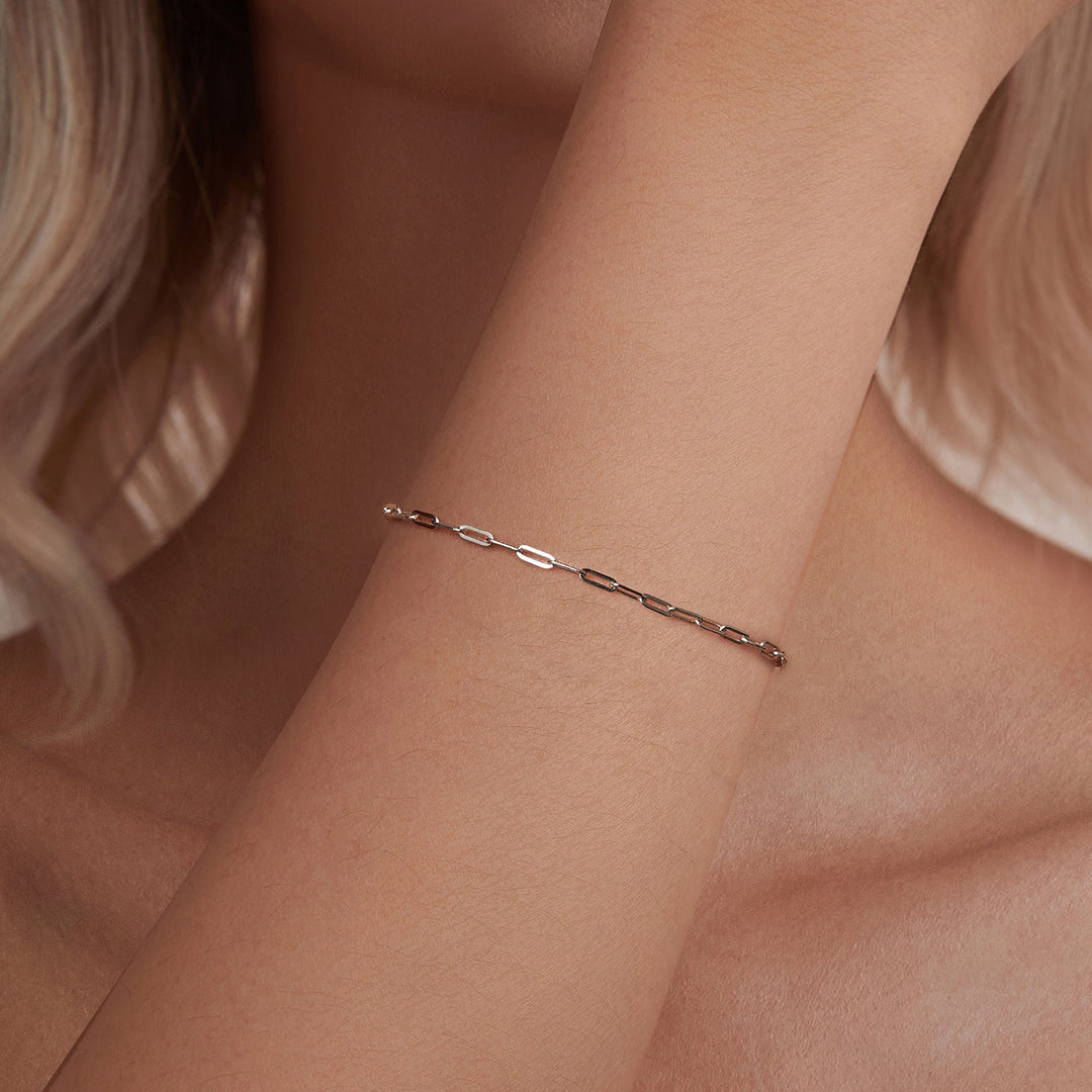 925 Sterling Silver Plated White Gold Adjustable Bracelet for Women