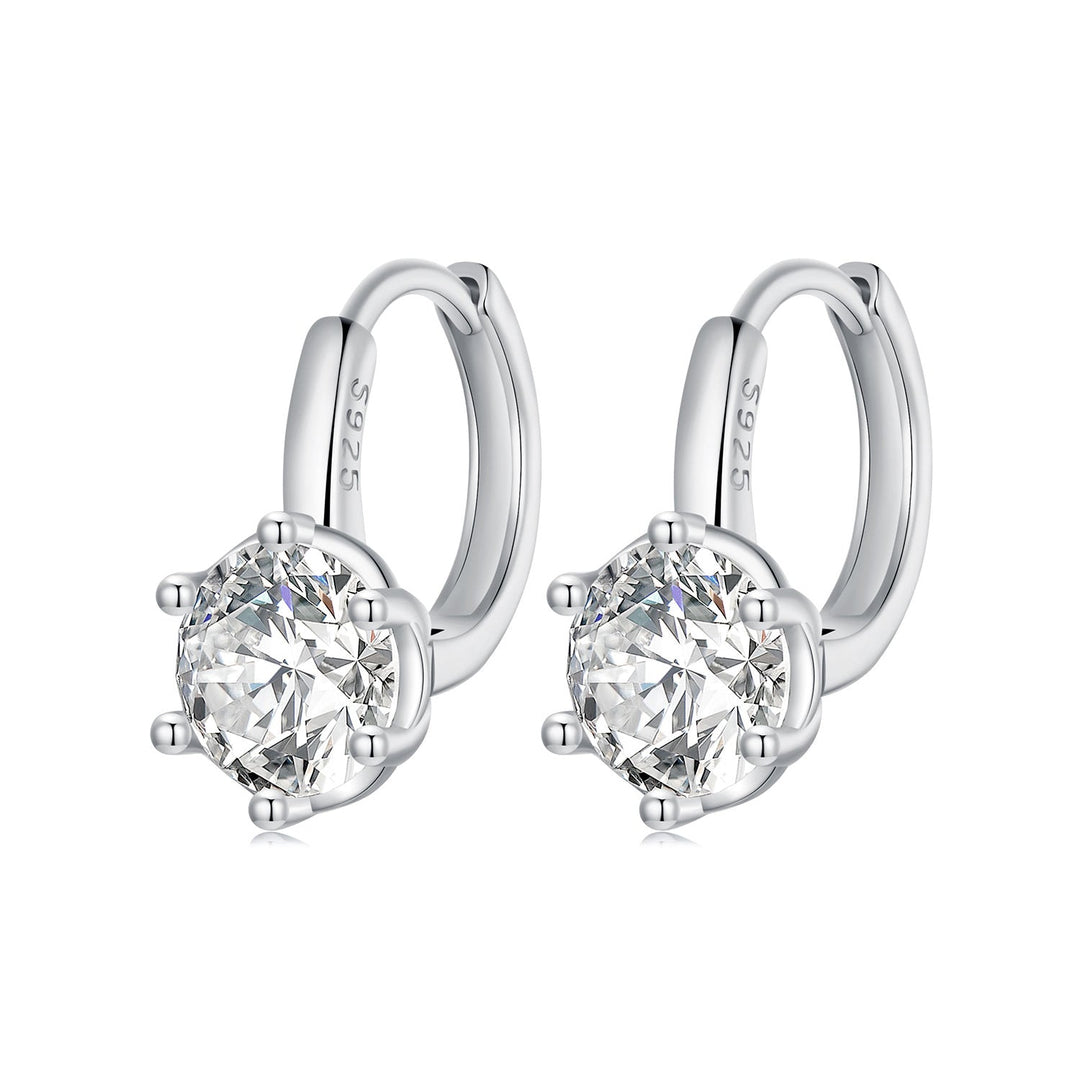925 Sterling Silver Earrings with CZ and Platinum Plating, Size 13*7mm for Women