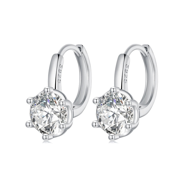 925 Sterling Silver Earrings with CZ and Platinum Plating, Size 13*7mm for Women
