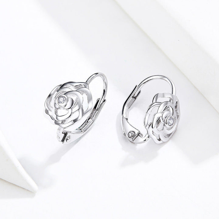 925 Sterling Silver Earrings with Pavé Setting CZ - 1.4x0.9 cm for Women
