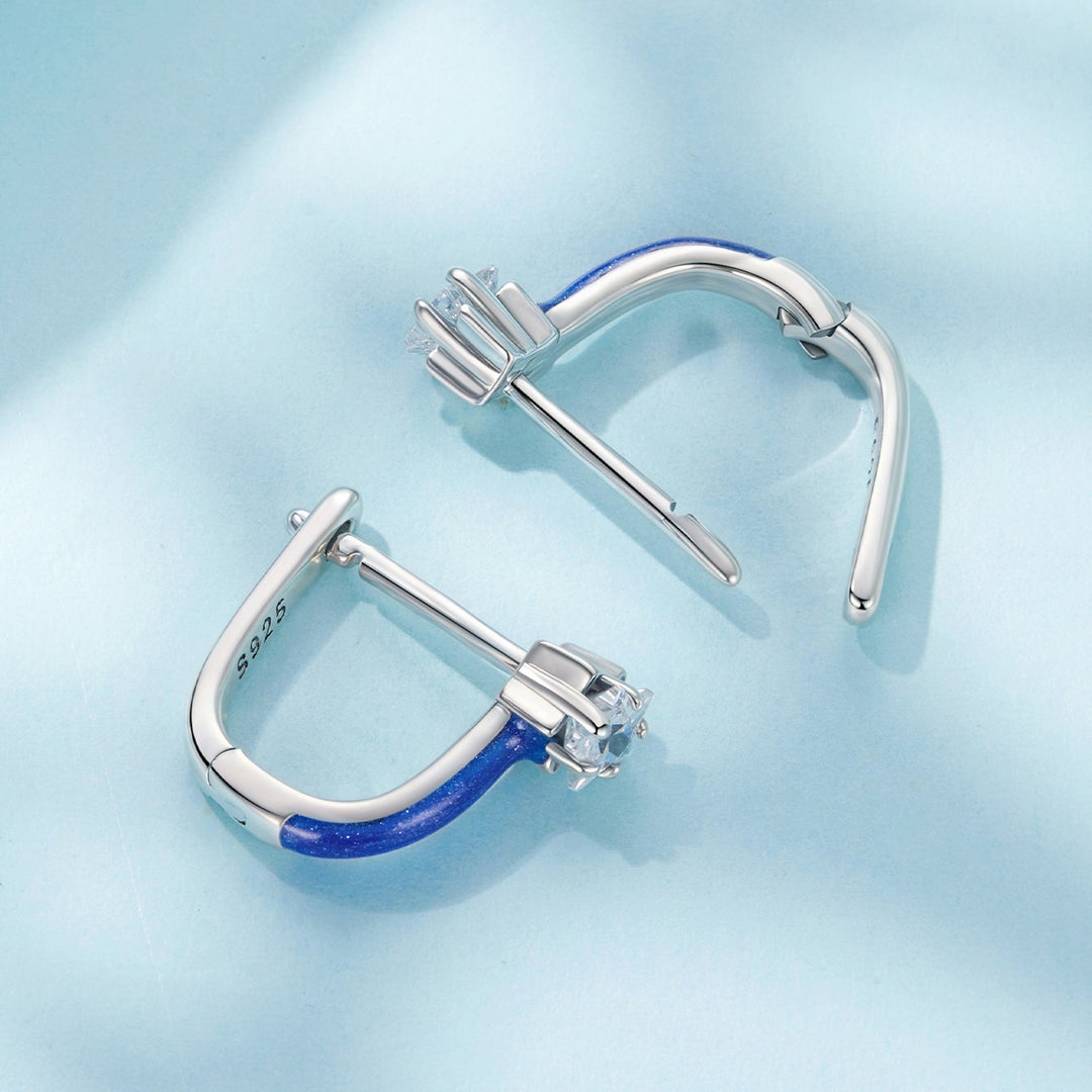 925 Sterling Silver Enamel Earrings with Pavé CZ for Women