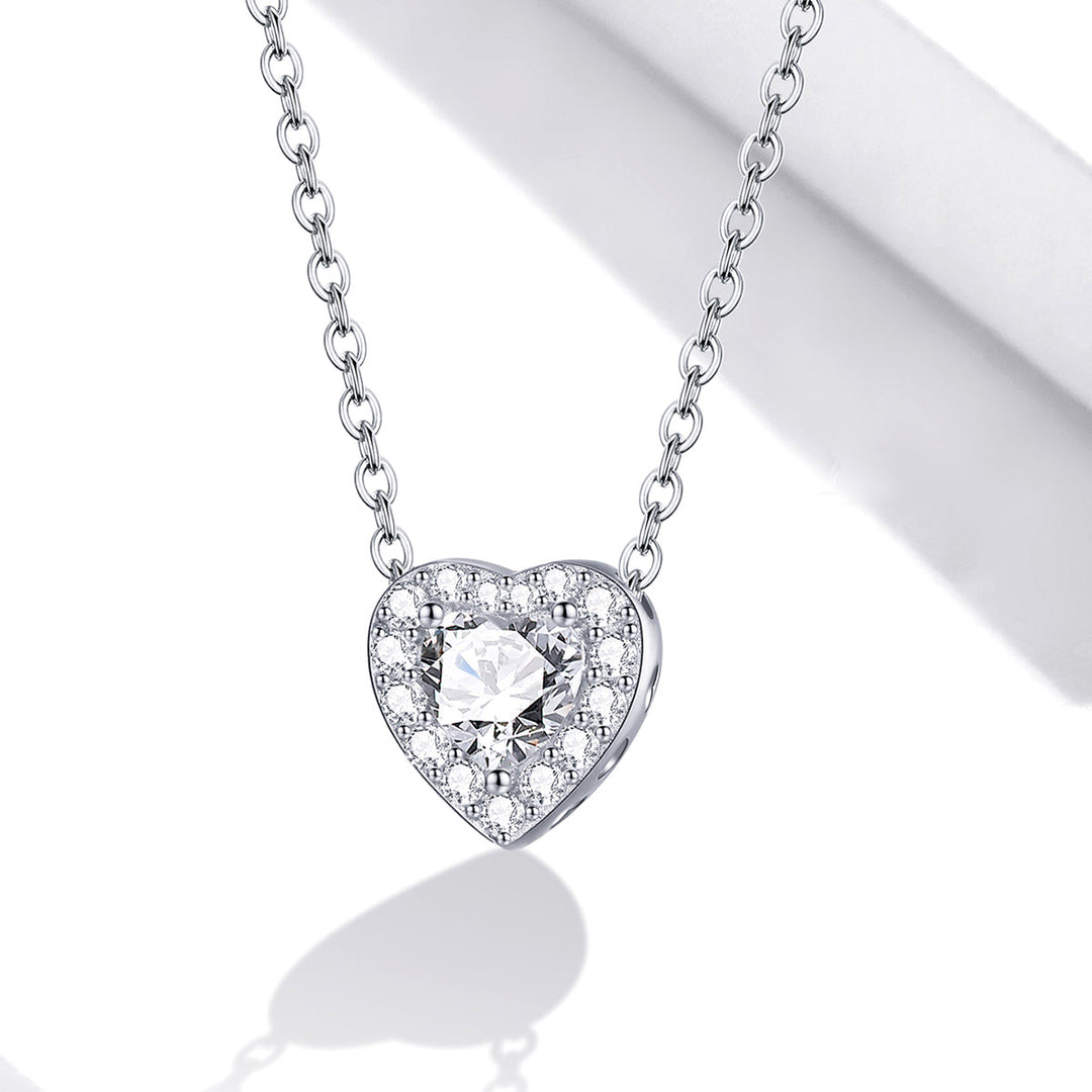 925 Sterling Silver Adjustable Cubic Zirconia Pendant Necklace for Women