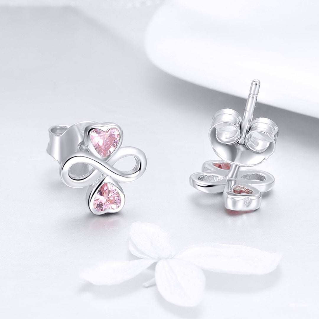 925 Sterling Silver Platinum Plated Pavé Setting CZ Earrings