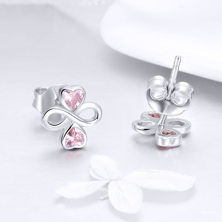 925 Sterling Silver Platinum Plated Pavé Setting CZ Earrings