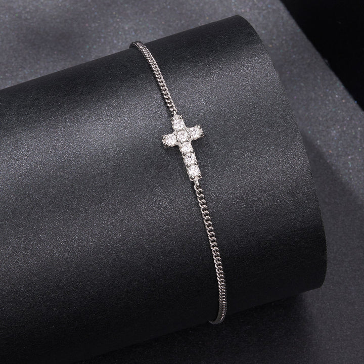 925 Sterling Silver Moissanite Bracelet 15+6cm, Plated White Gold, for Women