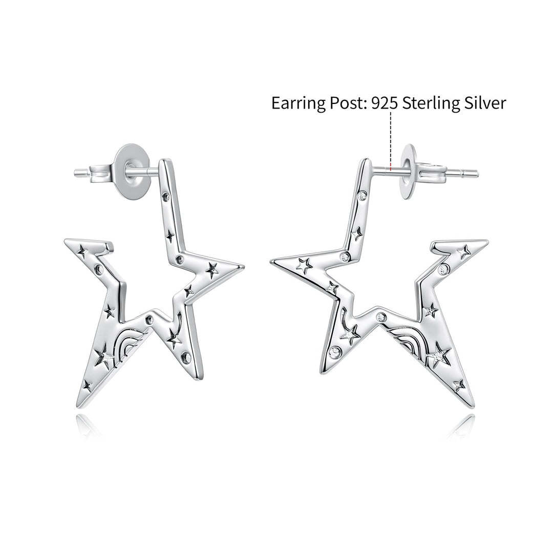 925 Sterling Silver White Gold Plated 2.3 cm Copper Earrings for Women
