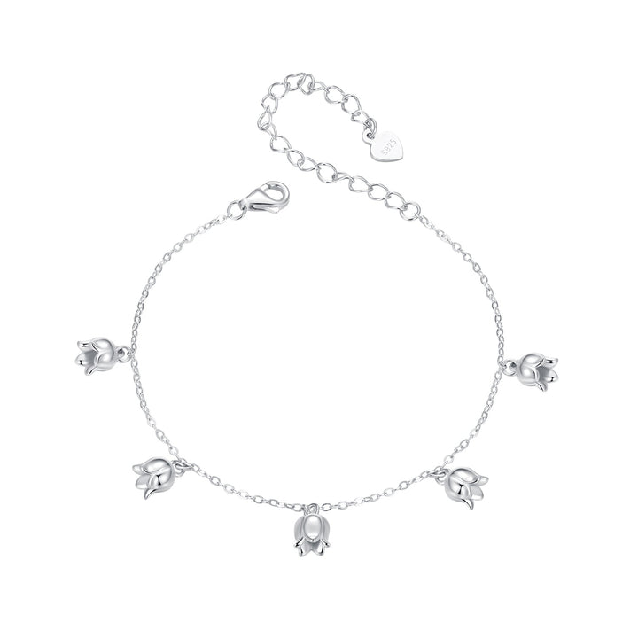 925 Sterling Silver Plated White Gold 12x41mm Pendant Bracelet