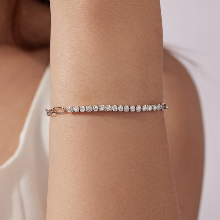 925 Sterling Silver + Moissanite White Gold 21cm Bracelet for Women
