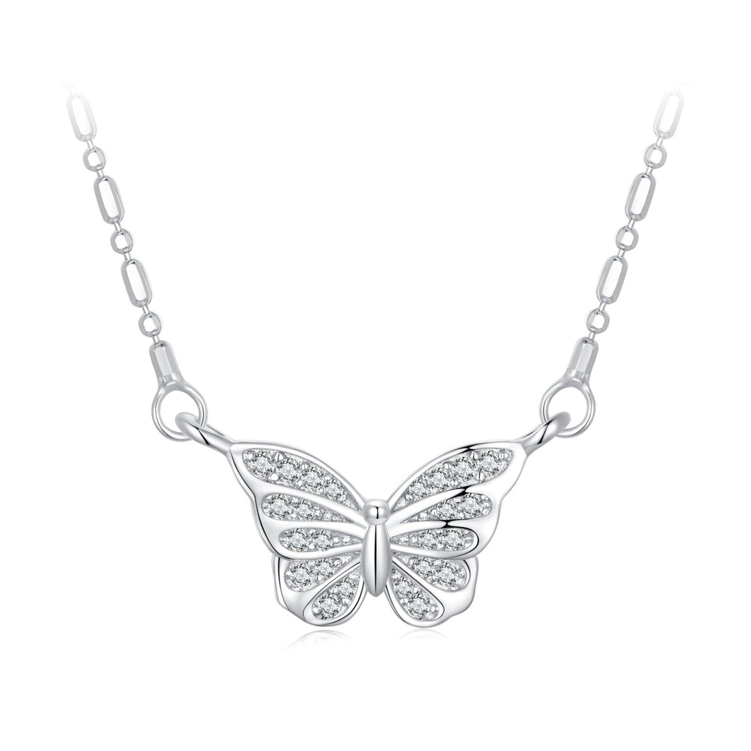 925 Sterling Silver Necklace with Pavé Setting CZ, Length 390+60mm, Pendant Size 8x15mm, for Women