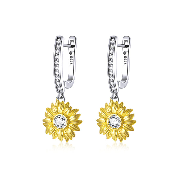 S925 Sterling Silver Plated Gold Pavé Setting CZ Earrings