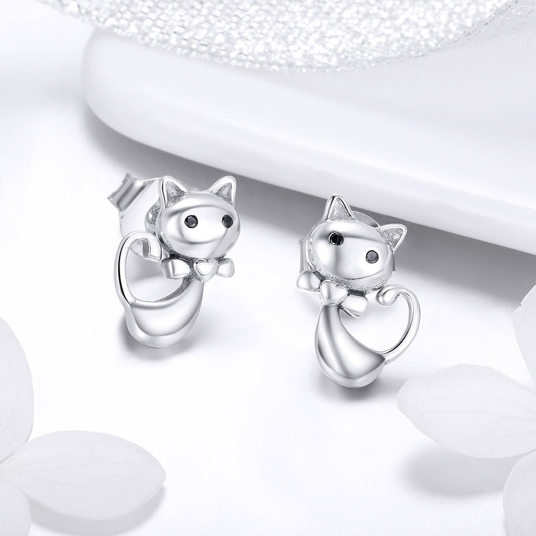 925 Sterling Silver Earrings with Pavé Setting in Oxidized Finish