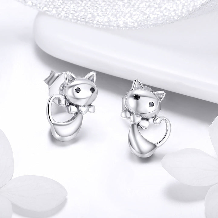 925 Sterling Silver Earrings with Pavé Setting in Oxidized Finish