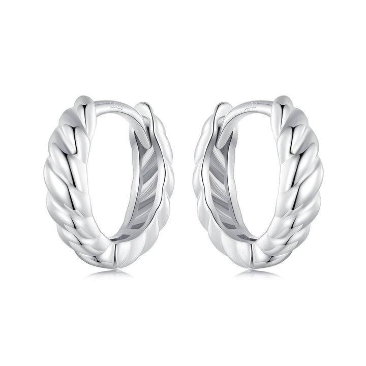 925 Sterling Silver Plated White Gold Earrings for Women - Size 11*3mm