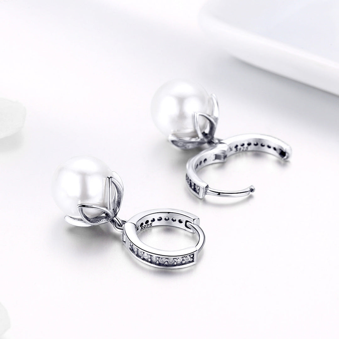 925 Sterling Silver Earrings with Quality Shell Pearl and CZ for Women