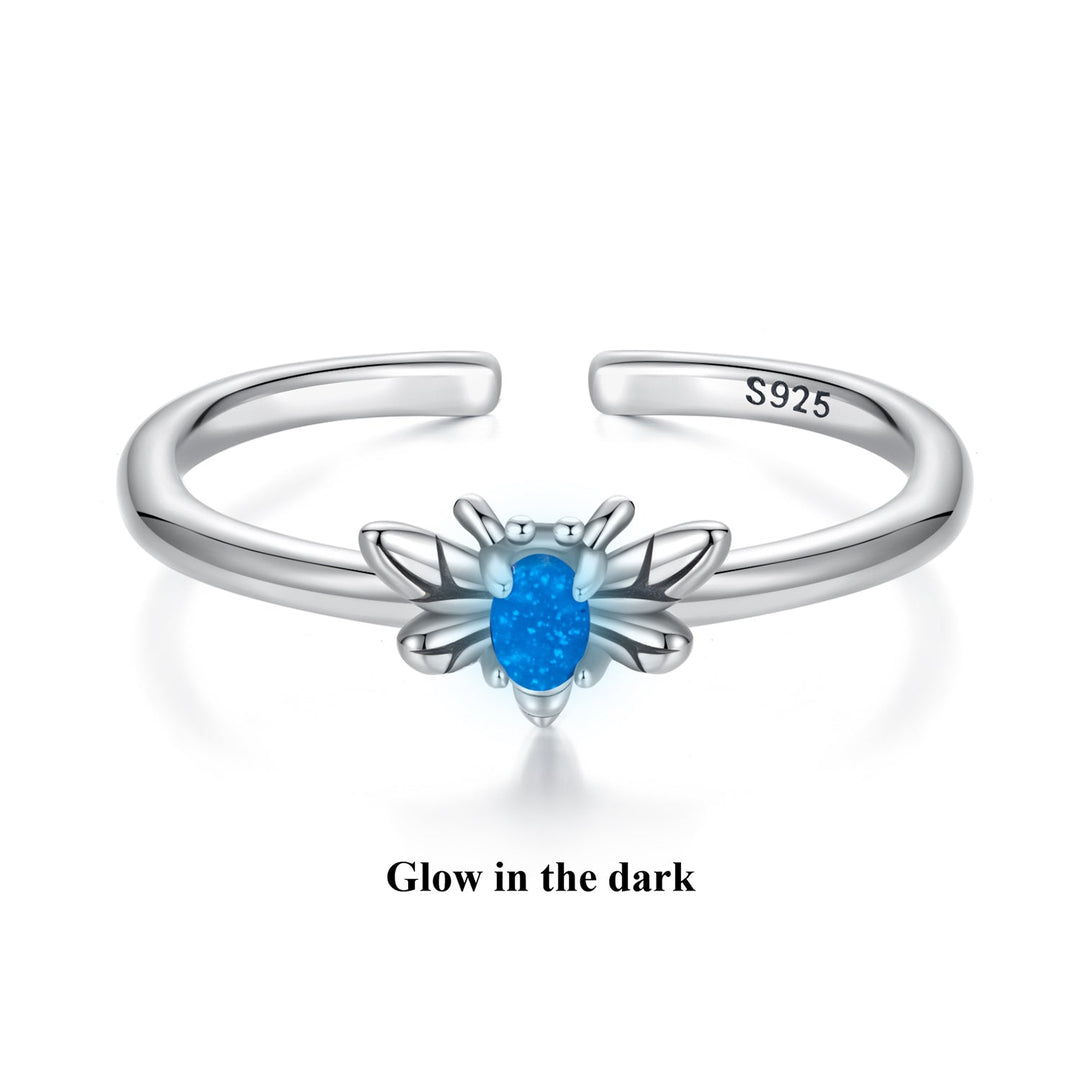 925 Sterling Silver Pendant with Luminous Stone - Oxidized Silver, For Rings