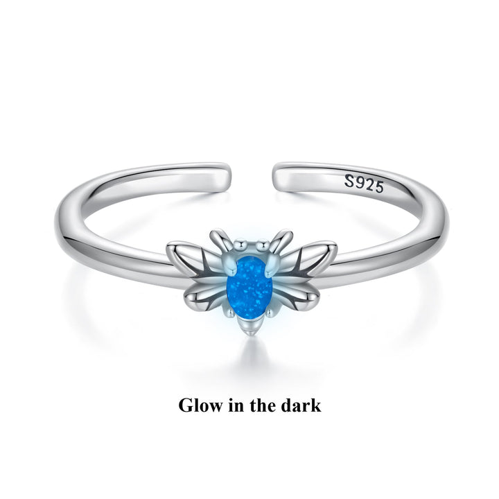 925 Sterling Silver Pendant with Luminous Stone - Oxidized Silver, For Rings