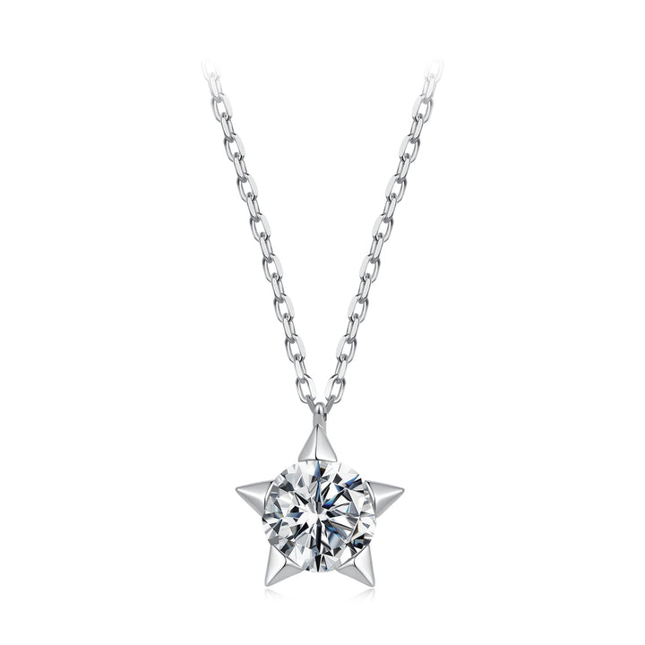 925 Sterling Silver White Gold Plated 1 Carat Moissanite 40+5cm Necklace for Women