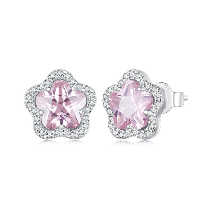 925 Sterling Silver Earrings with Pavé Setting CZ and Transparent Glass for Women