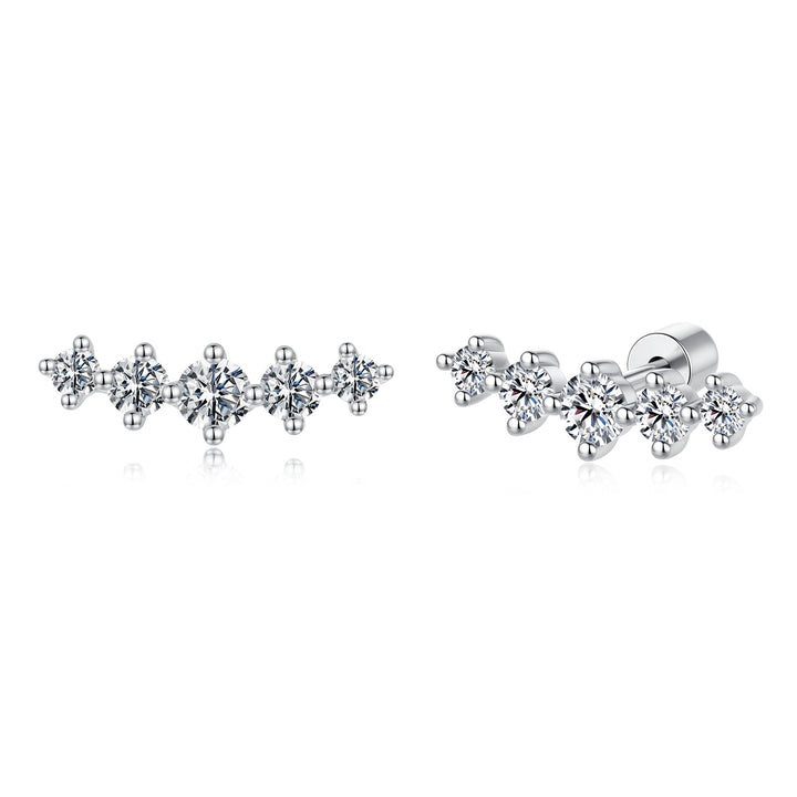925 Sterling Silver White Gold Plated Moissanite 1.4 x 0.4 cm Earrings for Women