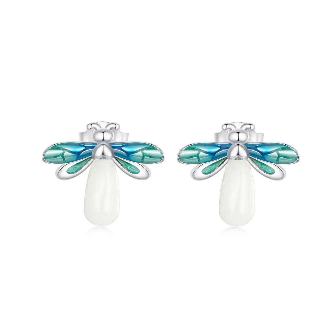 925 Sterling Silver Earrings with Luminous Stone in 10x12mm