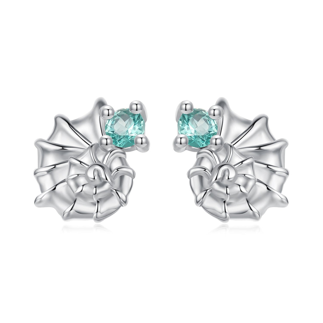 925 Sterling Silver Earrings with Transparent Glass and White Gold Plating for Women