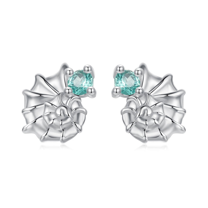 925 Sterling Silver Earrings with Transparent Glass and White Gold Plating for Women