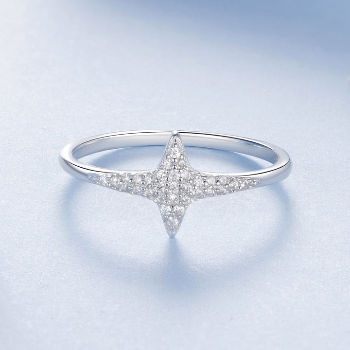 925 Sterling Silver White Gold Plated Ring with Pavé Setting CZ, Size 6.0 for Women