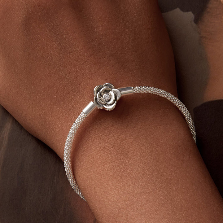 925 Sterling Silver Bracelet with Oxidized Finish and CZ 17.0 cm