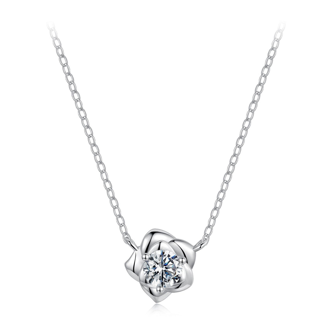 925 Sterling Silver Moissanite 0.5 Carat White Gold Plated Necklace for Women