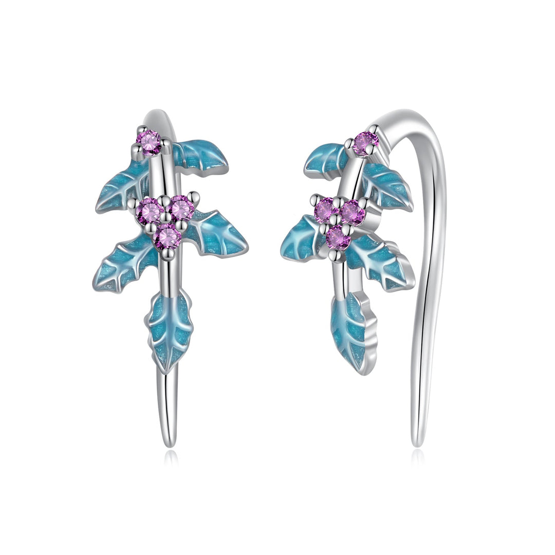 925 Sterling Silver White Gold Plated Enamel Earrings