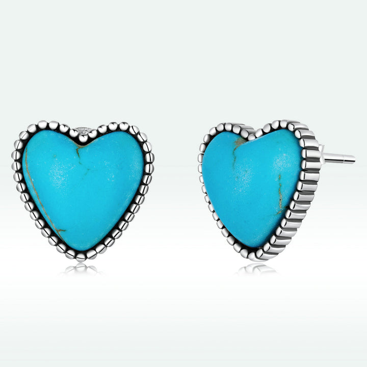 925 Sterling Silver Oxidized Turquoise Earrings for Women