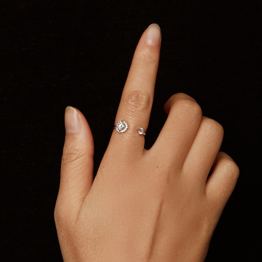 925 Sterling Silver Moissanite 0.5ct &amp; 0.2ct Ring in Size E for Women