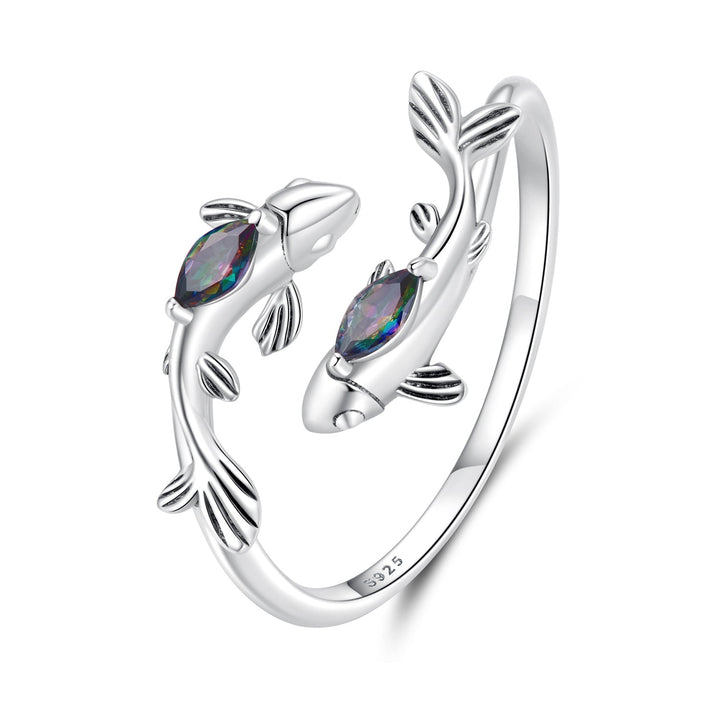 925 Sterling Silver Transparent Glass Ring for Women