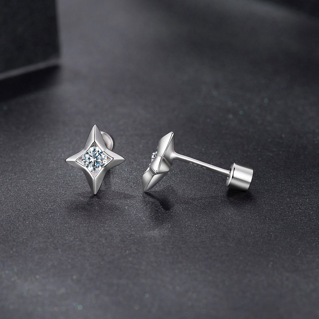 925 Sterling Silver Moissanite Earrings 0.8cm for Women