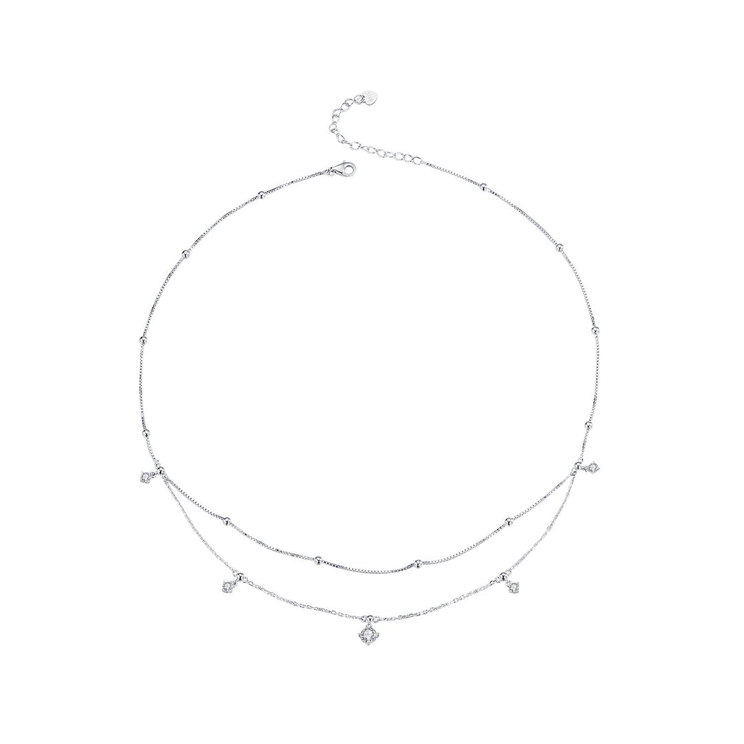 925 Sterling Silver Plated White Gold Moissanite Necklace 400+50mm for Women