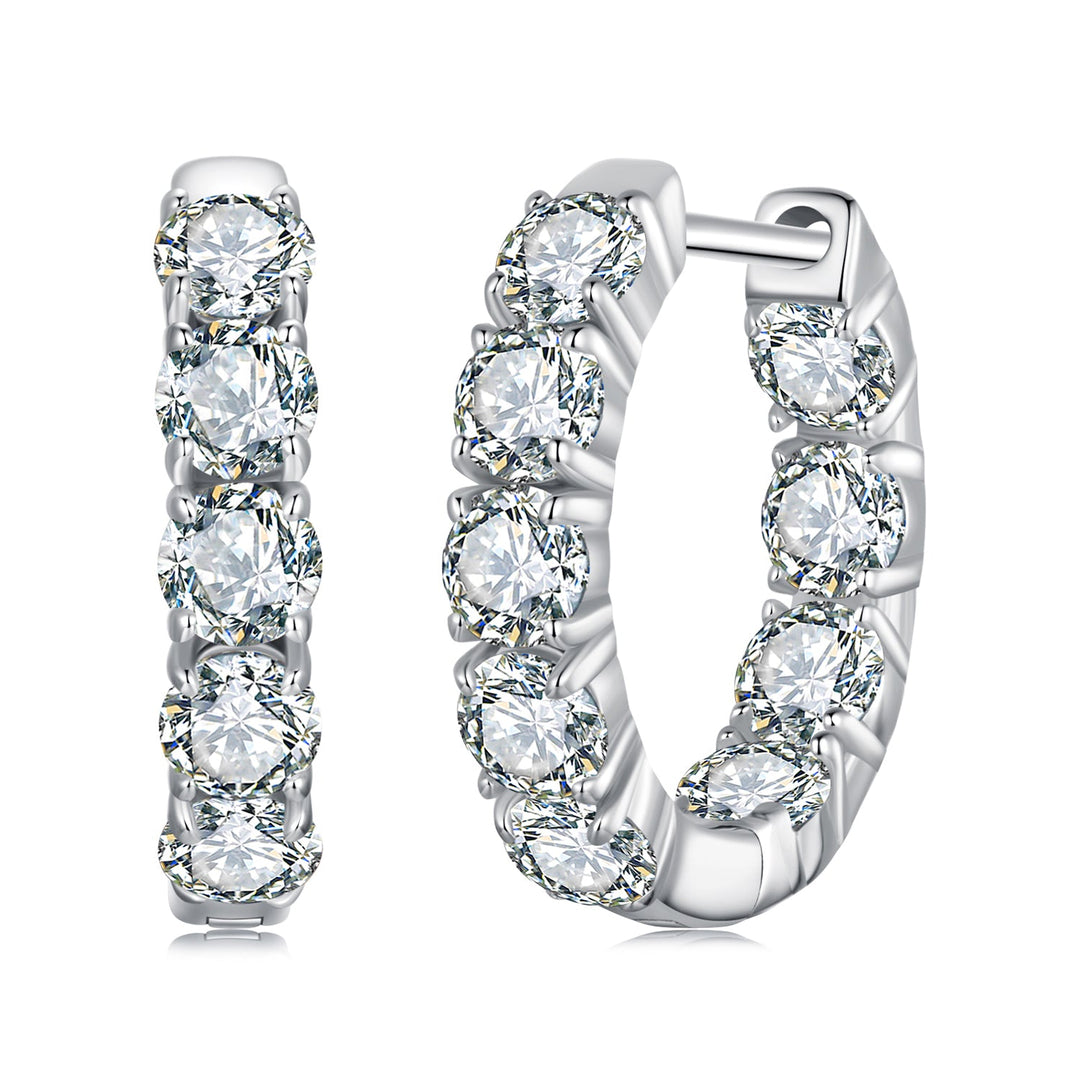 925 Sterling Silver Moissanite Earrings 0.1 Carat White Gold Plated 1.5x0.3cm Women