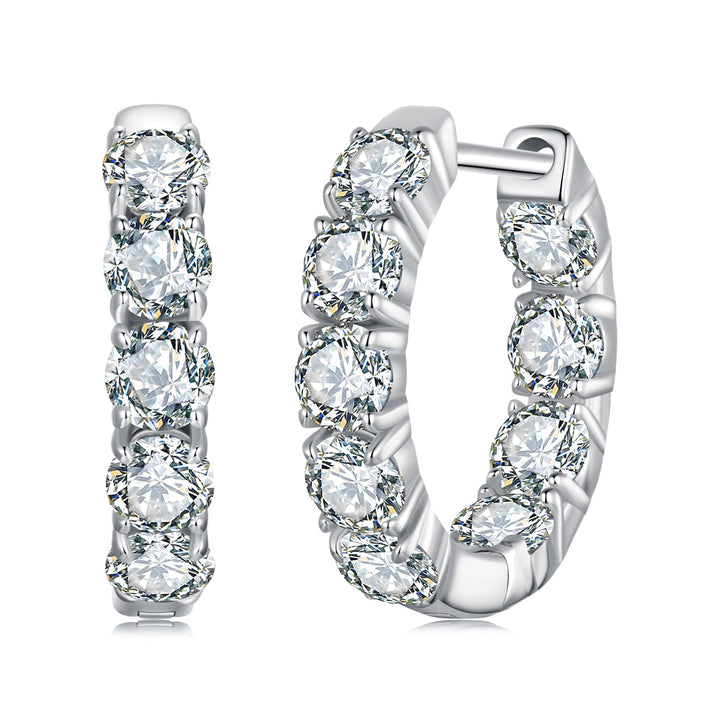 925 Sterling Silver Moissanite Earrings 0.1 Carat White Gold Plated 1.5x0.3cm Women
